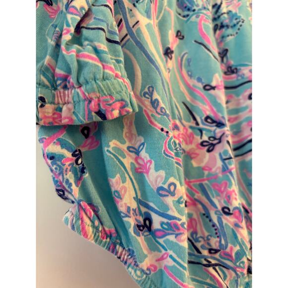 Lilly Pulitzer Blue and Pink Cotton Bodysuit Bubble 18-24 months GUC - Picture 4 of 4